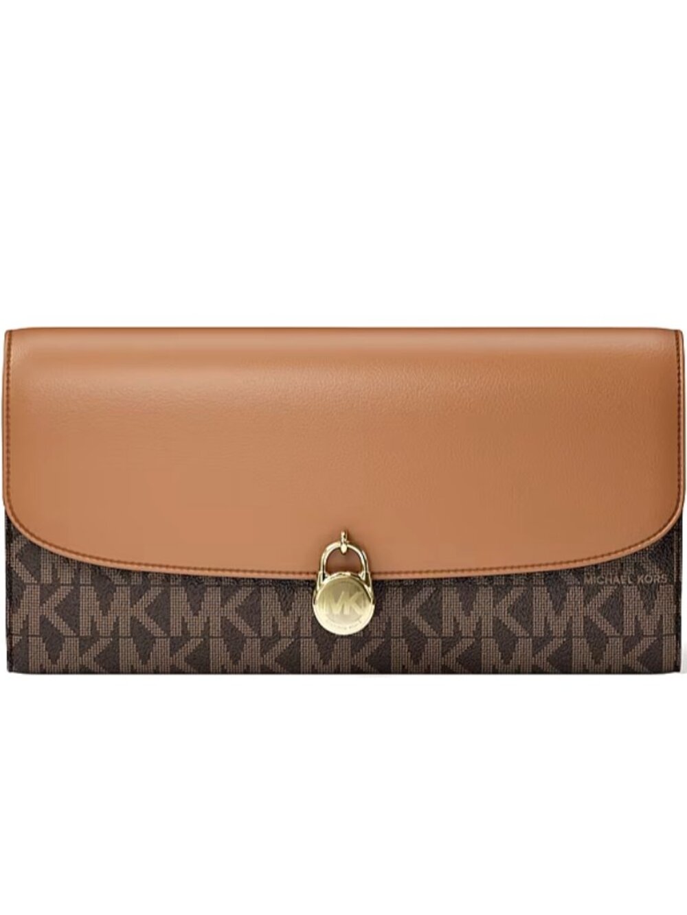 New Michael Kors Hamilton Large Signature Logo Continental Wallet Brown